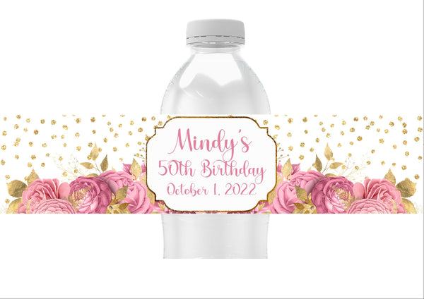 Floral Water Bottle Labels