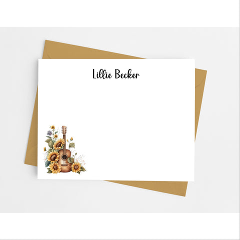 Sunflower Guitar Flat Note Cards