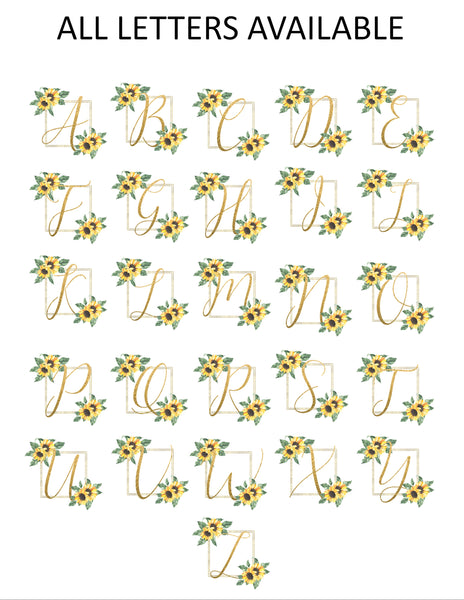 Sunflower Single Initial Note Cards