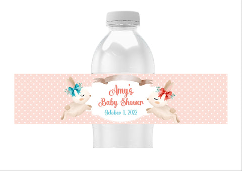 Bunny Baby Shower Water Bottle Labels