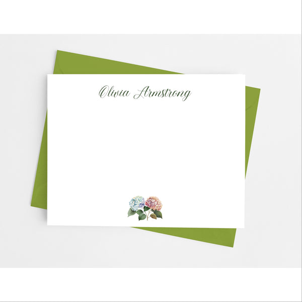 Hydrangea Floral Flat Note Cards