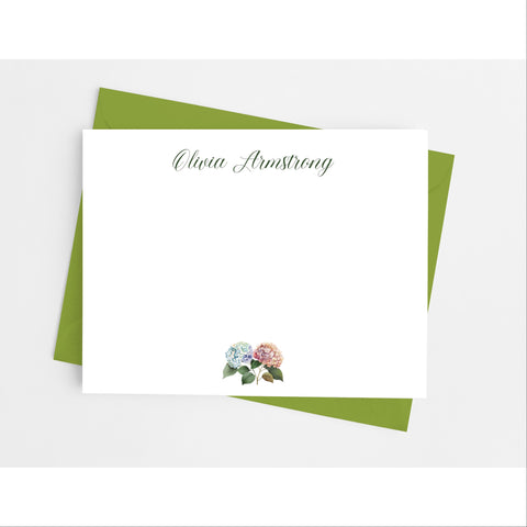 Hydrangea Floral Flat Note Cards