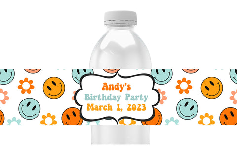 Smiley Face Water Bottle Labels