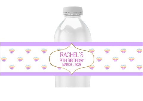 Diamond Rainbow Water Bottle Labels