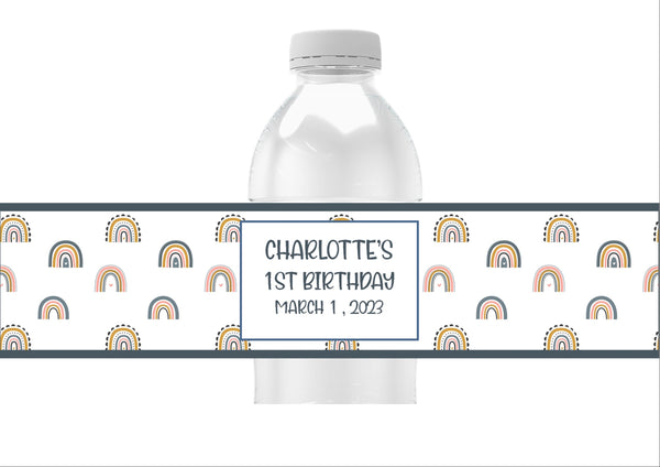 Boho Rainbow Water Bottle Labels