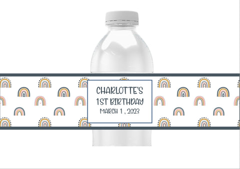 Boho Rainbow Water Bottle Labels