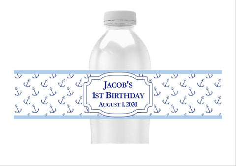 Blue Anchor Water Bottle Labels