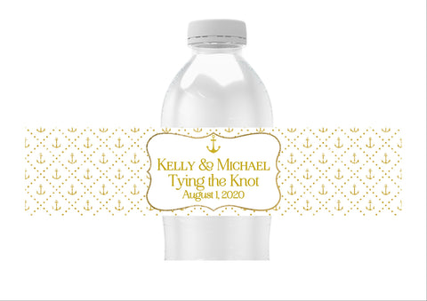 Gold Anchor Water Bottle Labels