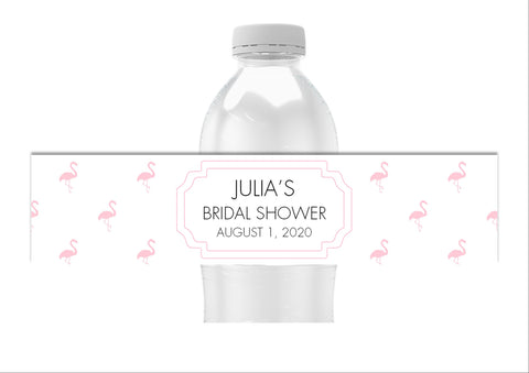 Pink Flamingo Water Bottle Labels