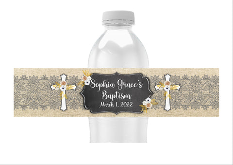 Rustic Cross Water Bottle Labels