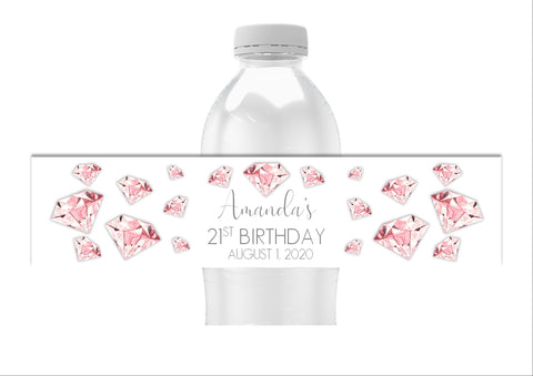 Pink Diamond Water Bottle Labels