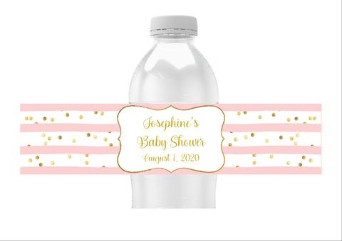 Confetti Stripe Water Bottle Labels