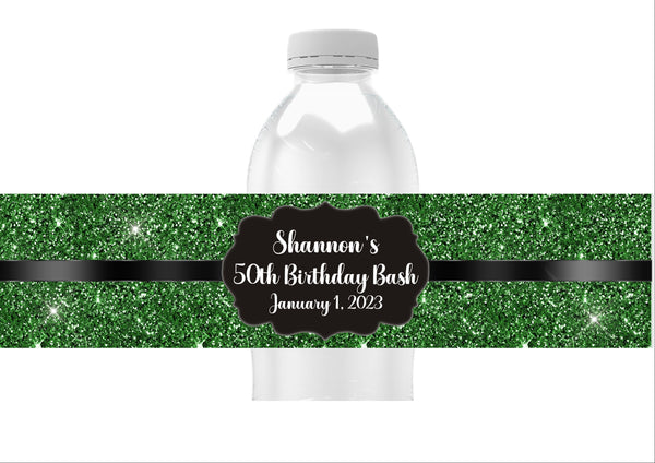 Glitter Pattern Water Bottle Labels