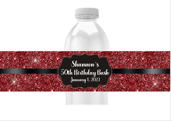 Glitter Pattern Water Bottle Labels