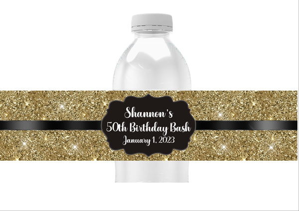 Glitter Pattern Water Bottle Labels