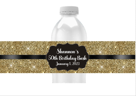 Glitter Pattern Water Bottle Labels