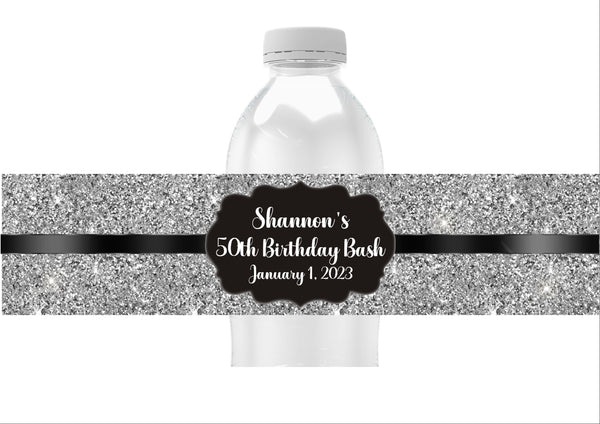 Glitter Pattern Water Bottle Labels