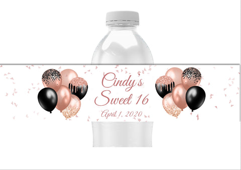 Balloon Party Water Bottle Labels