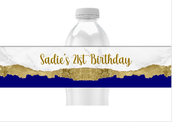 Gold Metallic Pattern Water Bottle Labels