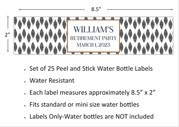 Feather Pattern Water Bottle Labels
