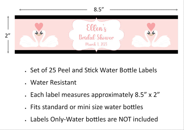 Swan Love Water Bottle Labels