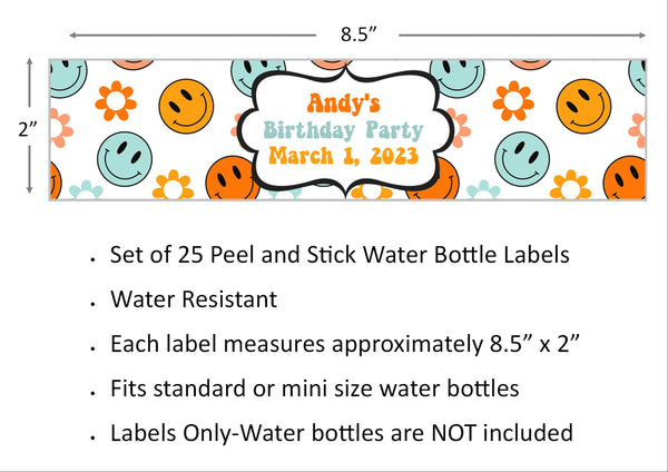 Smiley Face Water Bottle Labels