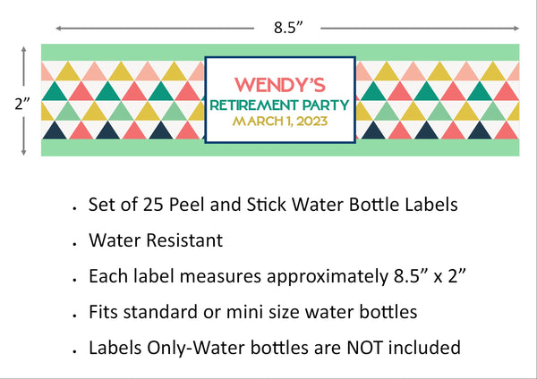 Triangle Pattern Water Bottle Labels