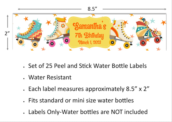 Roller Skate Water Bottle Labels