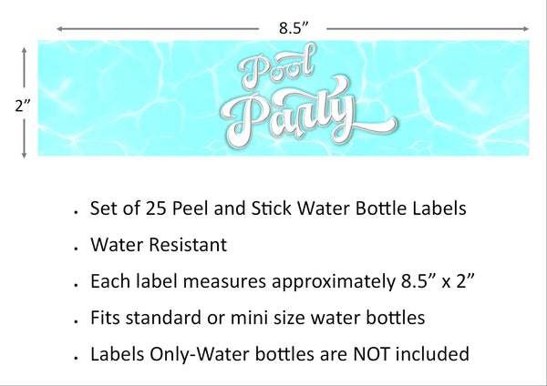Pool Party Water Bottle Labels