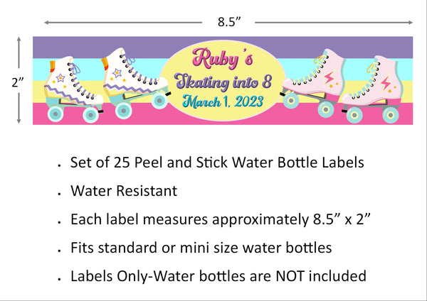 Roller Skate Water Bottle Labels