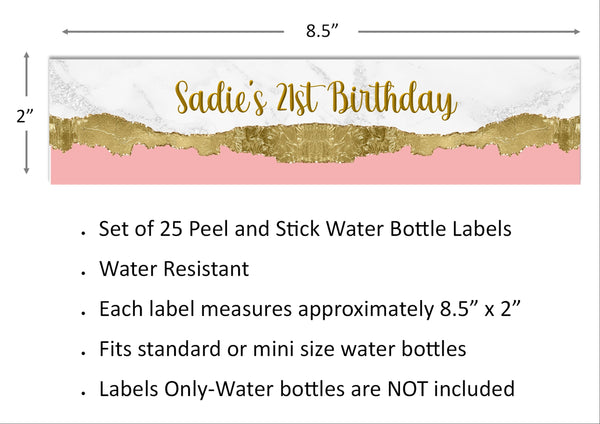 Gold Metallic Pattern Water Bottle Labels