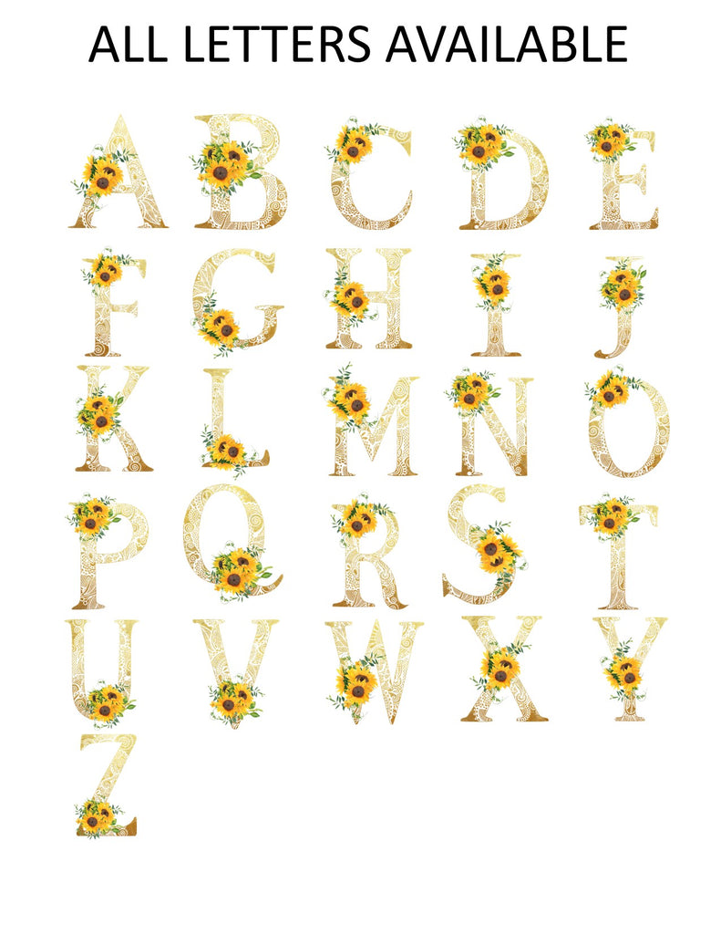 Sunflower Initial Sunflower Single Initial Monogram Note Cards | Cathy's Creations– Cathy ...