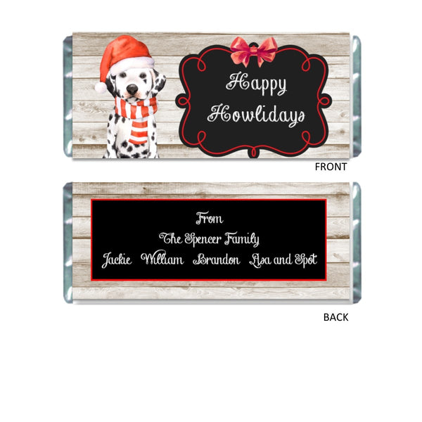 Christmas Dalmatian Candy Bar Wrapper - Cathy's Creations - www.candywrappershop.com