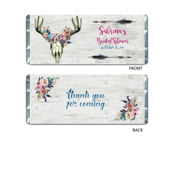 Rustic Boho Skull Candy Bar Wrapper - Cathy's Creations - www.candywrappershop.com