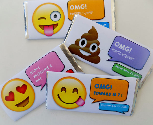 Emoji Candy Bar Wrapper - Assorted Styles - Cathy's Creations - www.candywrappershop.com