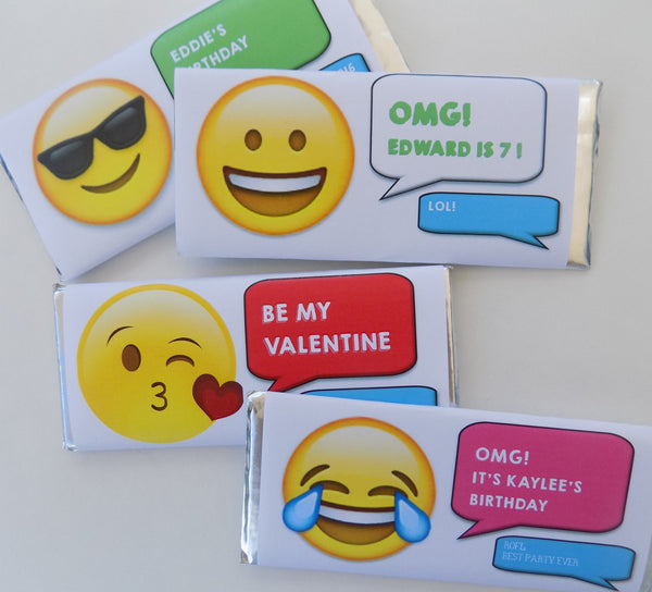 Emoji Candy Bar Wrapper - Assorted Styles - Cathy's Creations - www.candywrappershop.com