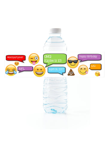 Emoji Party Water Bottle Labels - Cathy's Creations - www.candywrappershop.com