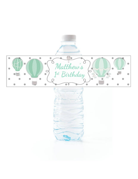 Hot Air Balloon Water Bottle Labels - Cathy's Creations - www.candywrappershop.com