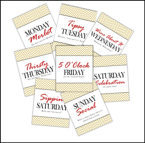 Days of the Week Wine Bottle Labels - Cathy's Creations - www.candywrappershop.com