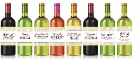 Days of the Week Wine Bottle Labels - Cathy's Creations - www.candywrappershop.com