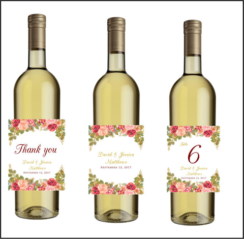 Fall Floral Wine Bottle Labels - Cathy's Creations - www.candywrappershop.com