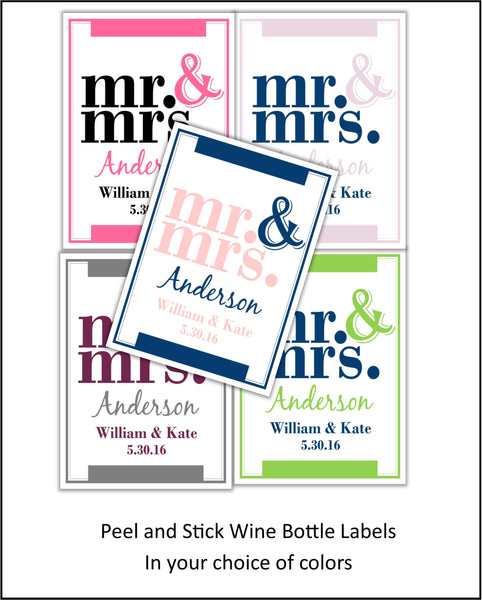Mr. & Mrs. Wine Bottle Labels - Cathy's Creations - www.candywrappershop.com