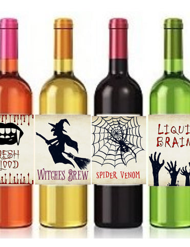 Halloween Wine Bottle Labels - Cathy's Creations - www.candywrappershop.com