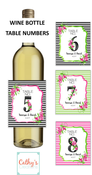 Floral Milestone Birthday Wine Bottle Labels - Cathy's Creations - www.candywrappershop.com