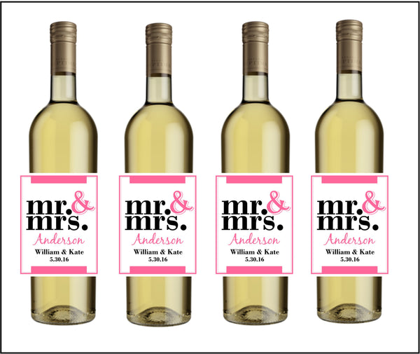 Mr. & Mrs. Wine Bottle Labels - Cathy's Creations - www.candywrappershop.com