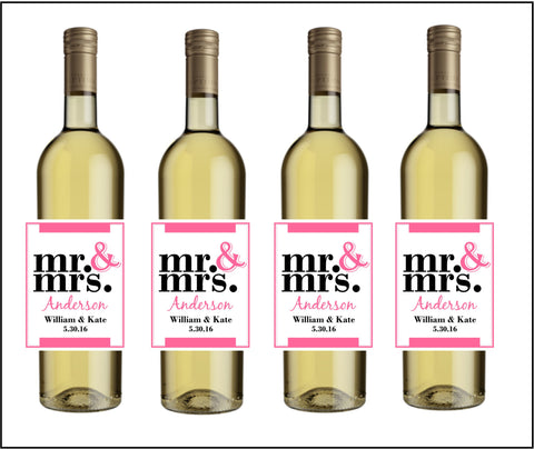 Mr. & Mrs. Wine Bottle Labels - Cathy's Creations - www.candywrappershop.com