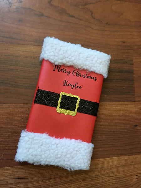 Santa Claus-Christmas Giant Hershey Bars with embellishments-Santa Suit-edible Christmas card-kids Christmas gift-stocking stuffer - Cathy's Creations - www.candywrappershop.com