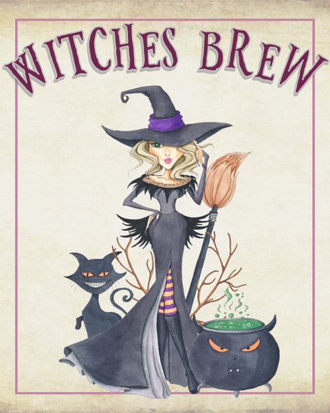 Halloween Witch Wine Bottle Labels - Cathy's Creations - www.candywrappershop.com