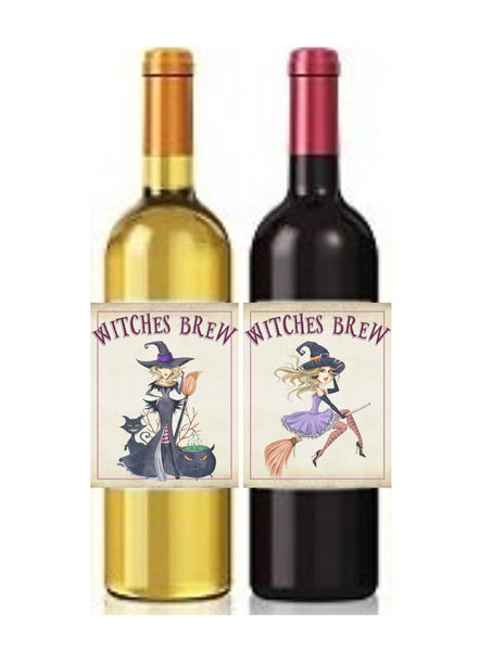 Halloween Witch Wine Bottle Labels - Cathy's Creations - www.candywrappershop.com