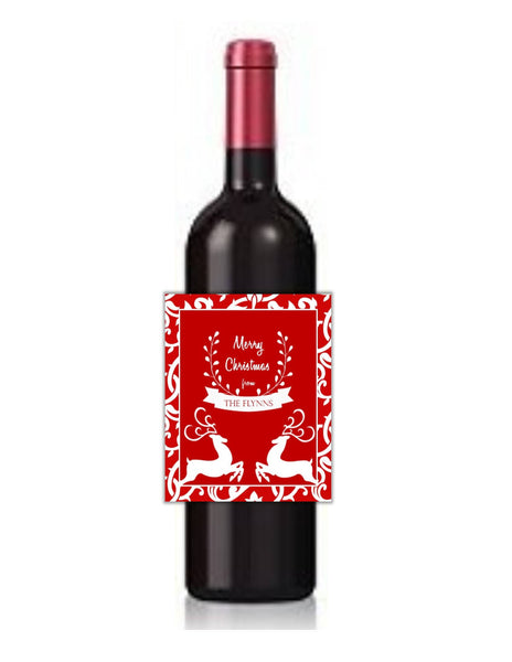 Reindeer Christmas Wine Bottle Labels - Cathy's Creations - www.candywrappershop.com